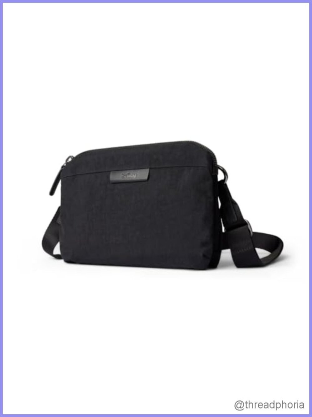 Recycled Nylon Sling Bag with Leather Accents Adjustable Strap
